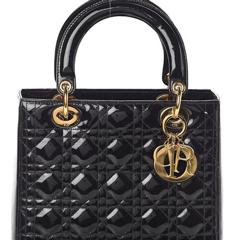 lady dior black patent medium|lady dior cannage bag.